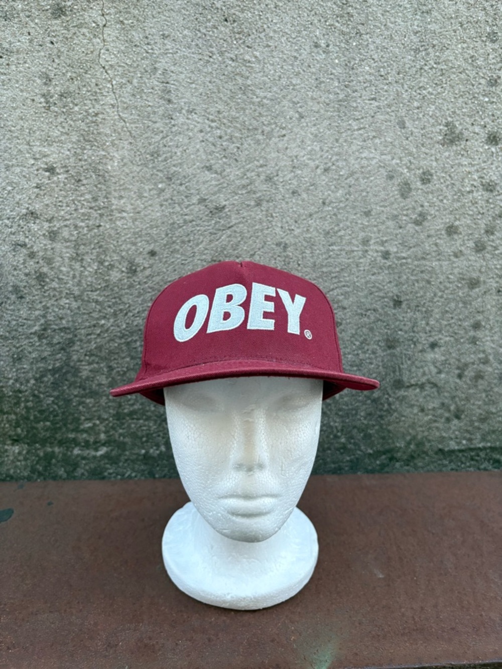 Obey Maroon Snapback Embroidered Trucker Skater Baseball Hat Cap